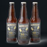 Cheers and Beers to 80 Years Birthday Party  Beer Bottle Label<br><div class="desc">Celebrate your 80th Birthday in style with this rustic "Cheers and Beers" chalkboard vintage barroom look design.  Composite design by Holiday Hearts Designs (rights reserved).</div>