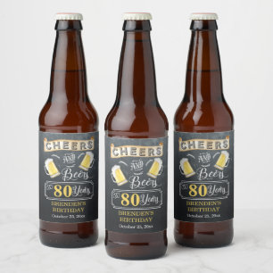 Cheers and Beers to 80 Years Birthday Party Beer Bottle Label