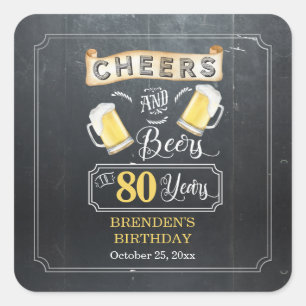 Cheers and Beers to 80 Years Birthday Party Square Sticker