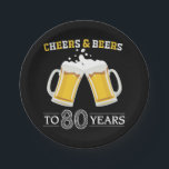 Cheers and Beers to 80 Years Paper Plate<br><div class="desc">Cheers and Beers to 80 Years Paper Plate</div>