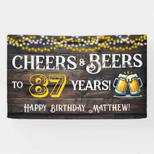 Cheers and Beers to 87 Years Birthday Party Banner