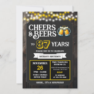 Cheers and Beers to 87 Years Surprise Brewery Invitation