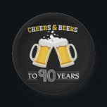 Cheers and Beers to 90 Years Paper Plate<br><div class="desc">Cheers and Beers to 90 Years Paper Plate</div>