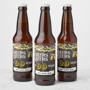 Cheers and Beers to 99 Years Rustic Birthday Beer Bottle Label