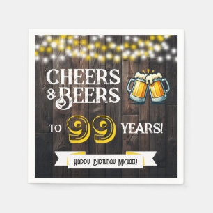 Cheers and Beers to 99 Years Rustic Birthday Party Napkin