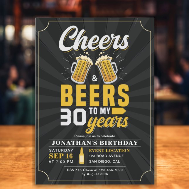 Cheers and Beers to my 30 Years Fun Birthday Invitation (Creator Uploaded)