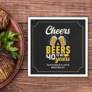 Cheers and Beers to my 40 Years, Any Birthday Napkin