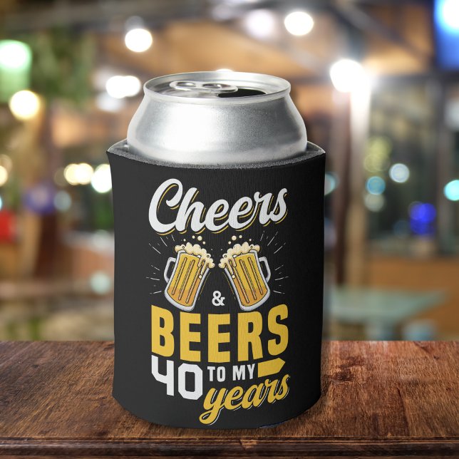 Cheers and Beers to my 40 Years, Fun Any Birthday Can Cooler (Creator Uploaded)