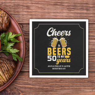 Cheers and Beers to my 50 Years, Any Birthday Napkin