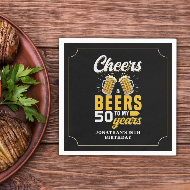 Cheers and Beers to my 50 Years, Any Birthday Napkin (Creator Uploaded)