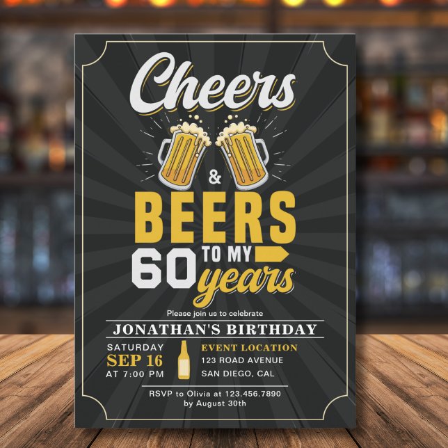 Cheers and Beers to my 60 Years Fun Birthday Invitation (Creator Uploaded)