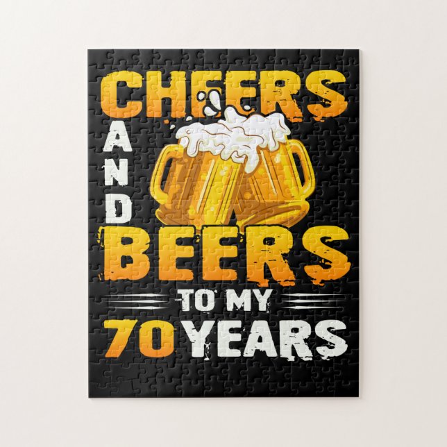 Cheers And Beers To My 70 Years 70th Birthday Gift Jigsaw Puzzle (Vertical)