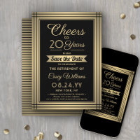 Cheers Any Years Retirement Elegant Black and Gold