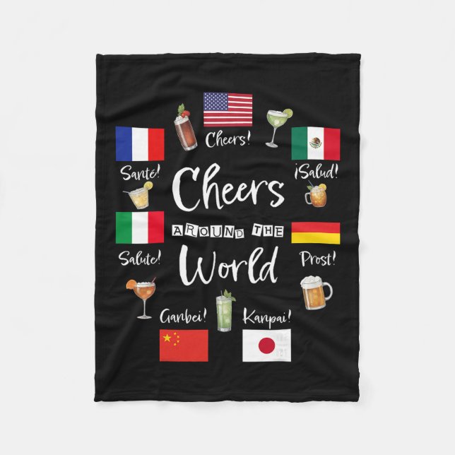 Cheers Around The World Vacation Drinking Funny Dr Fleece Blanket (Front)