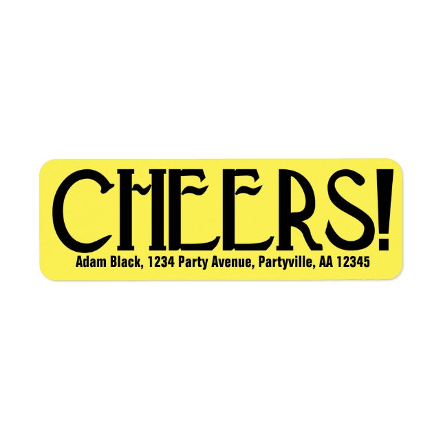 Cheers Art Deco Yellow Return Address Label (Front)