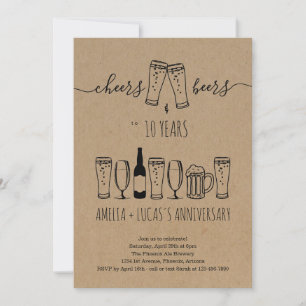 Cheers & Beer Anniversary Party Invitation
