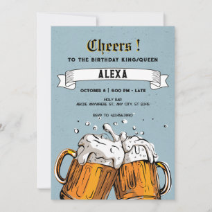 Cheers Beer Mug Retro  Invitation