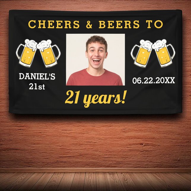 Cheers & Beers 21st Years Birthday Photo Keepsake Banner (Creator Uploaded)