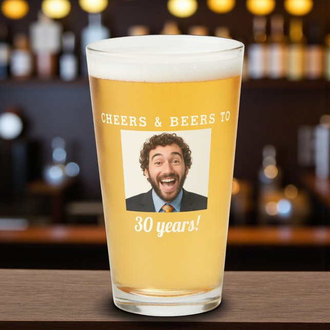 Cheers & Beers 30 Years Old Birthday Photo Glass (Creator Uploaded)