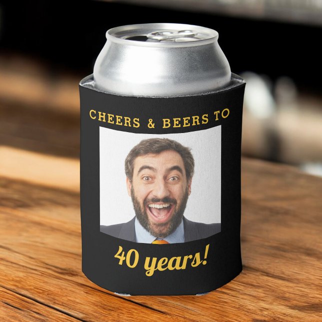 Cheers & Beers 40 Years Birthday Photo Keepsake Can Cooler (Creator Uploaded)