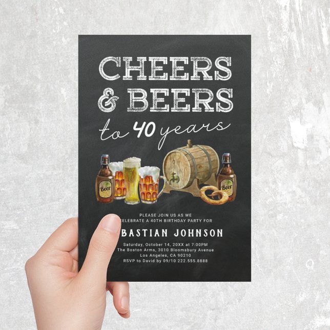 Cheers & Beers 40th Birthday Party Invitation (Creator Uploaded)