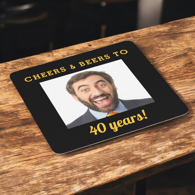 Cheers & Beers 40th Birthday Photo Milestone Square Paper Coaster (Creator Uploaded)
