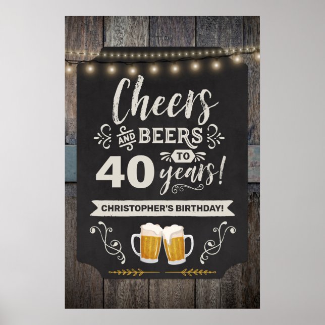 Cheers & Beers 40th Welcome Sign 20x30 (Front)