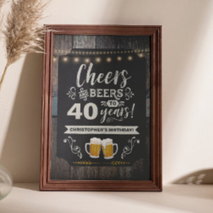 Cheers & Beers 40th Welcome Sign 20x30