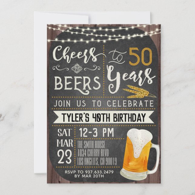 Cheers & Beers 50th Birthday Invitation (Front)
