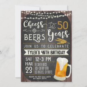 Cheers & Beers 50th Birthday Invitation