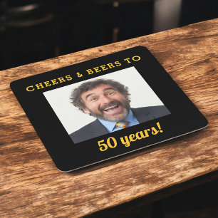 Cheers & Beers 50th Birthday Photo Milestone Square Paper Coaster