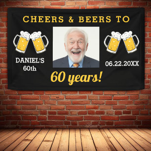 Cheers & Beers 60 Years Birthday Photo Keepsake Banner