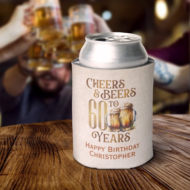 Cheers & Beers 60th Birthday Can Cooler (Creator Uploaded)