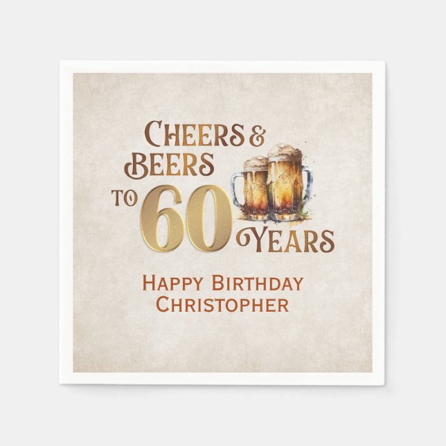 Cheers & Beers 60th Birthday Napkin (Front)