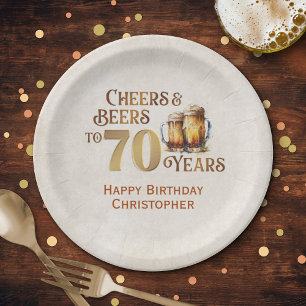 Cheers & Beers 70th Birthday Paper Plate