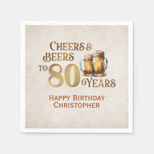 Cheers & Beers 80th Birthday Napkin