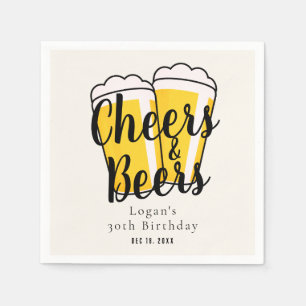 Cheers & Beers Adult Birthday Cream Napkin