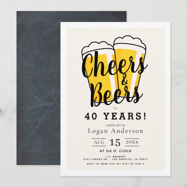 Cheers & Beers Adult Birthday Party Invitation (Front/Back)