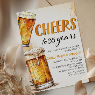 Cheers Beers Adult Birthday Party Invitation