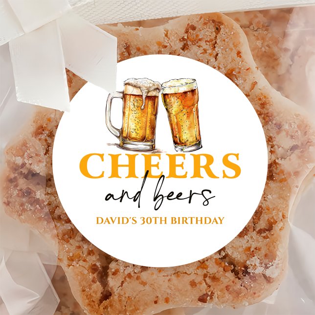 Cheers Beers Adult Birthday Party Sticker (Creator Uploaded)