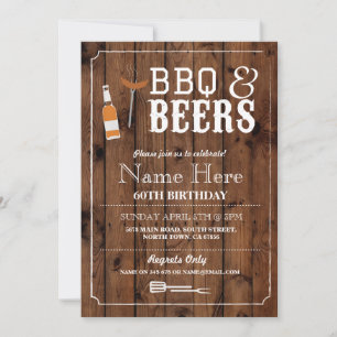 Cheers & Beers BBQ Birthday Party 30th 60th Invite