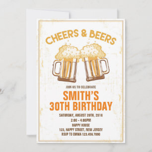 Cheers & Beers Birthday Invitation - Any Age
