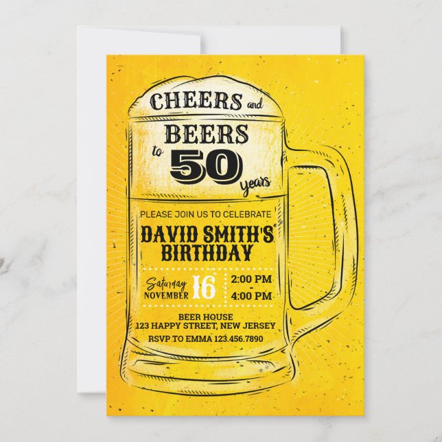 Cheers & Beers Birthday Invitation. Any Age Invitation (Front)