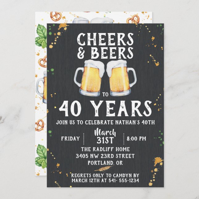 Cheers & Beers Birthday Party Invitation (Front/Back)