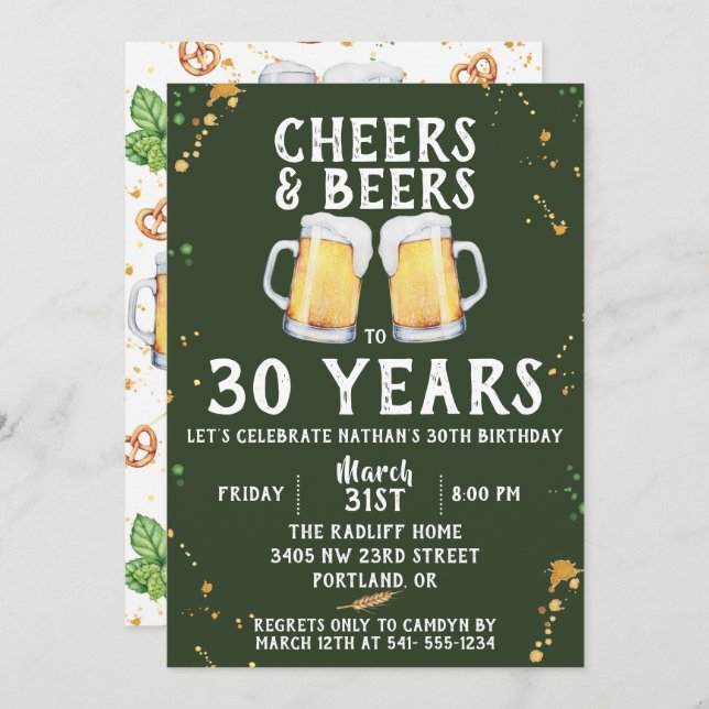 Cheers & Beers Birthday Party Invitation (Front/Back)