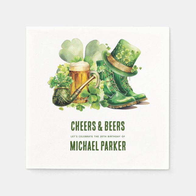 Cheers Beers Birthday St Patrick's Day Custom Napkin (Front)