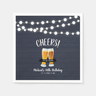 Cheers Beers   Blue Wood Adult 40th Birthday Party Napkin