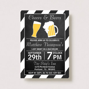 Cheers & Beers Chalkboard Bachelor Party Invitation