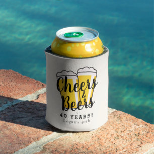 Cheers & Beers Cream Adult Birthday Can Cooler