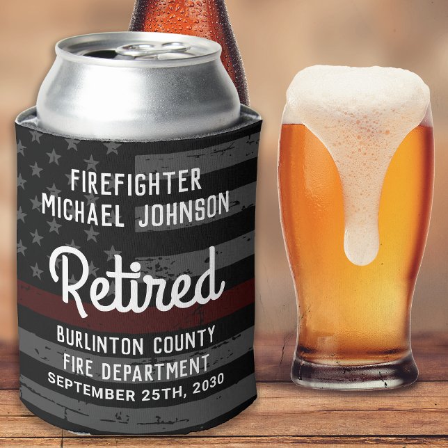 Cheers & Beers Firefighter Retirement Party Can Cooler (Creator Uploaded)